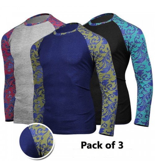 Pack of 3 Raglan Texture Sleeve T-Shirts